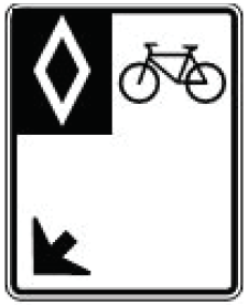 a graphic showing a 'reserved bike lane' sign