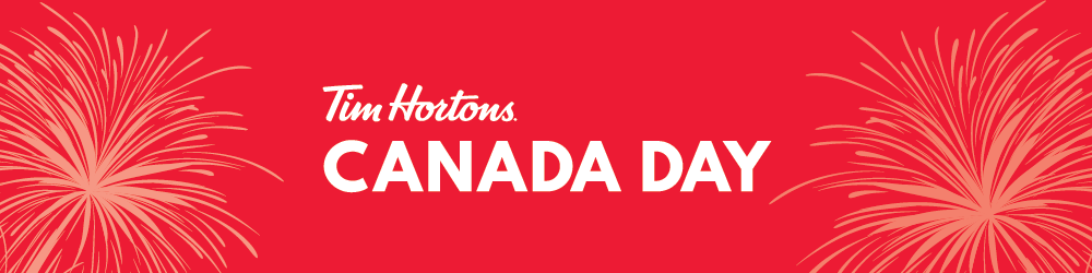 image that reads Tim Hortons Canada Day 2019 Kanata Festival Banner